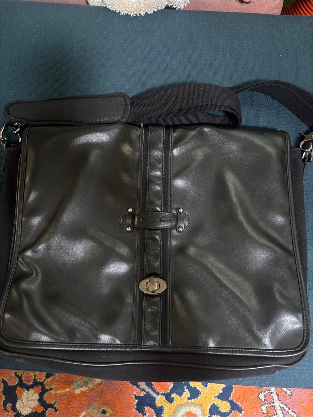 Ben Sherman leather and canvas laptop bag